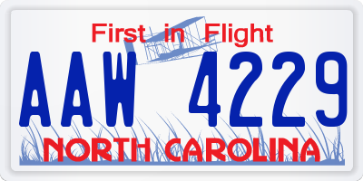 NC license plate AAW4229