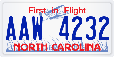 NC license plate AAW4232