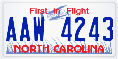 NC license plate AAW4243