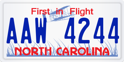 NC license plate AAW4244