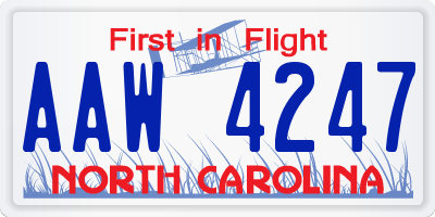 NC license plate AAW4247