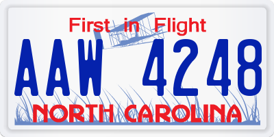 NC license plate AAW4248