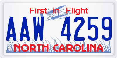 NC license plate AAW4259
