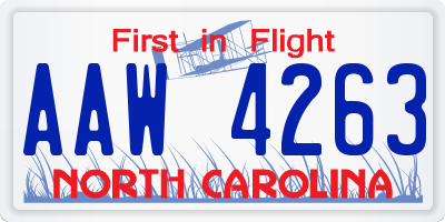 NC license plate AAW4263