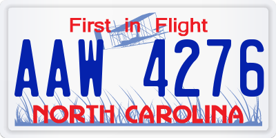 NC license plate AAW4276