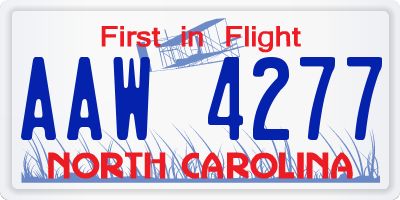 NC license plate AAW4277