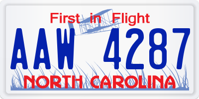NC license plate AAW4287