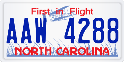 NC license plate AAW4288