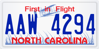 NC license plate AAW4294