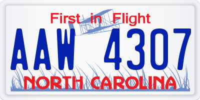 NC license plate AAW4307