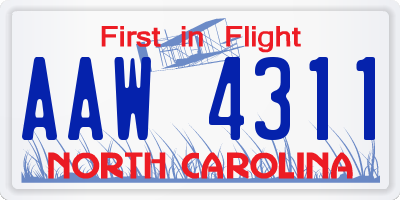NC license plate AAW4311