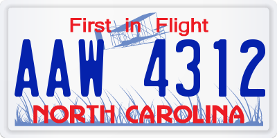 NC license plate AAW4312