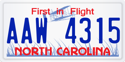 NC license plate AAW4315