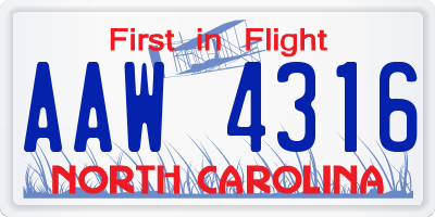 NC license plate AAW4316