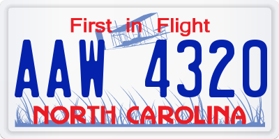 NC license plate AAW4320