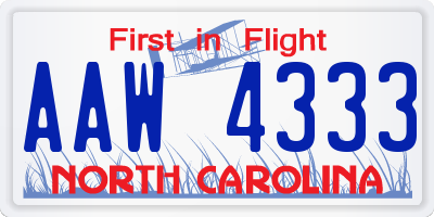 NC license plate AAW4333