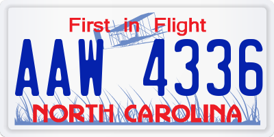 NC license plate AAW4336