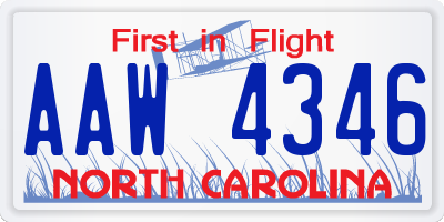 NC license plate AAW4346