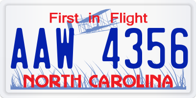 NC license plate AAW4356