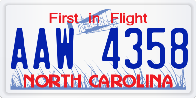 NC license plate AAW4358