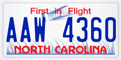 NC license plate AAW4360