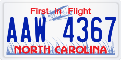 NC license plate AAW4367