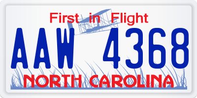 NC license plate AAW4368
