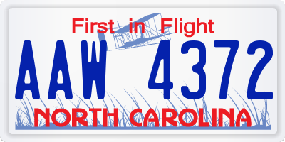 NC license plate AAW4372