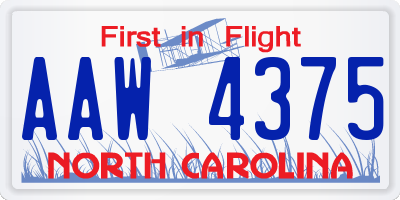 NC license plate AAW4375