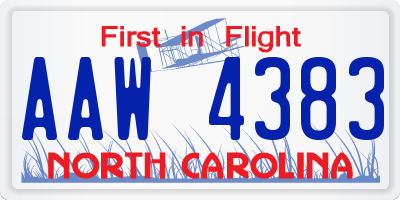 NC license plate AAW4383