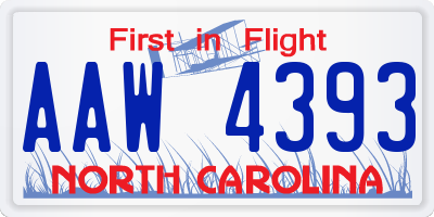 NC license plate AAW4393