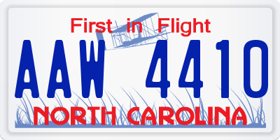 NC license plate AAW4410