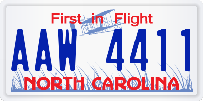 NC license plate AAW4411