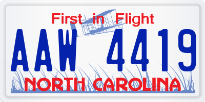 NC license plate AAW4419