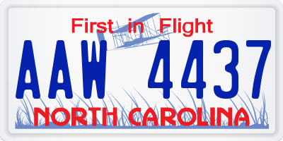 NC license plate AAW4437
