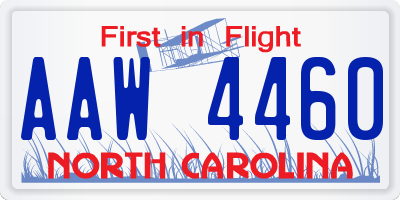 NC license plate AAW4460