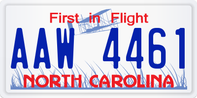 NC license plate AAW4461