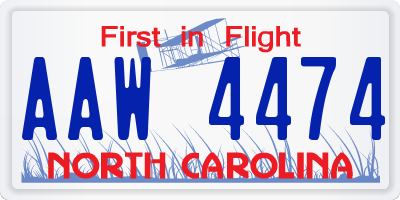 NC license plate AAW4474