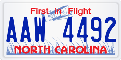 NC license plate AAW4492
