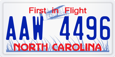 NC license plate AAW4496