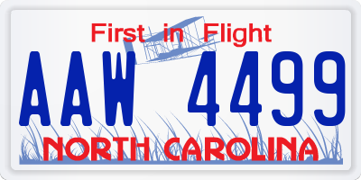 NC license plate AAW4499