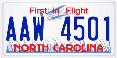 NC license plate AAW4501