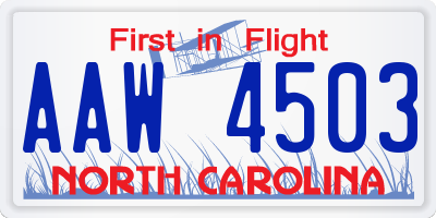 NC license plate AAW4503