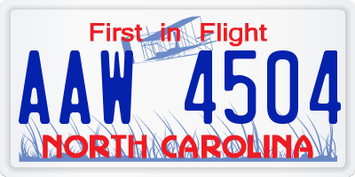 NC license plate AAW4504
