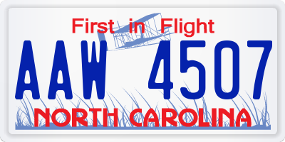 NC license plate AAW4507