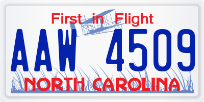 NC license plate AAW4509