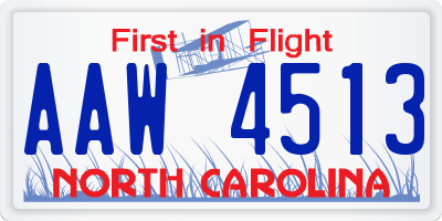 NC license plate AAW4513