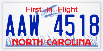NC license plate AAW4518