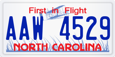 NC license plate AAW4529
