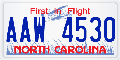 NC license plate AAW4530
